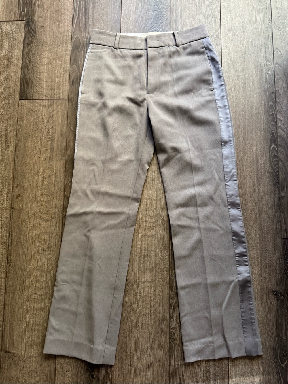 Favorite Daughter Taupe Straight-Leg Trousers with Satin Side Stripe